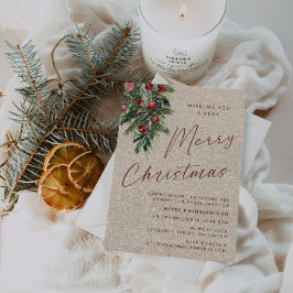 非常に陽気なクリスマスのパーティーモダン金ゴールド 招待状