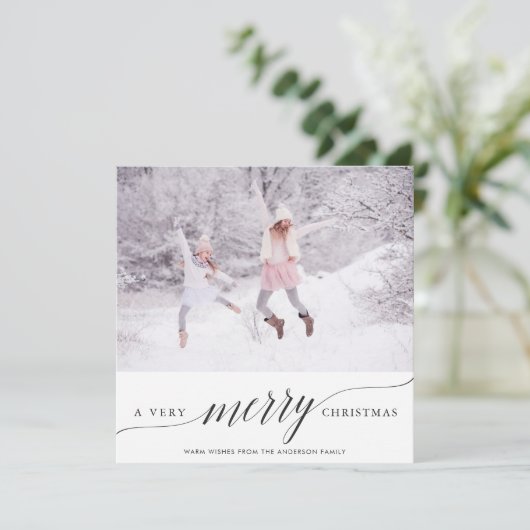 非常に陽気なクリスマスの休日の写真カード シーズンカード (スタンド正面)