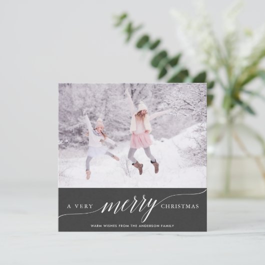 非常に陽気なクリスマスの休日の写真カード |正方形 シーズンカード (スタンド正面)