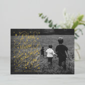 非常に陽気なクリスマスの手のレタリングの写真カード 箔招待状 (立ち正面)