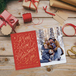 非常に陽気なクリスマスの手のレタリングの写真カード 箔招待状<br><div class="desc">オリジナル手レタリングBecky Nimoyによる星のように輝く雪の結晶を使用し、背景の色カスタムもフラットインクで利用可能</div>