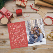 非常に陽気なクリスマスの手レタリング写真 シーズンカード