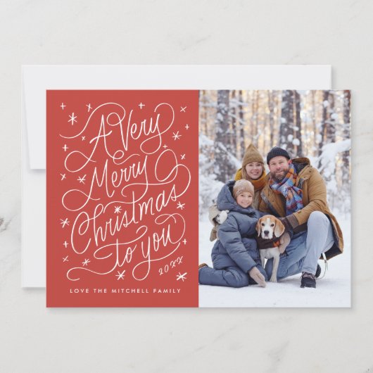 非常に陽気なクリスマスの手レタリング写真 シーズンカード (正面)