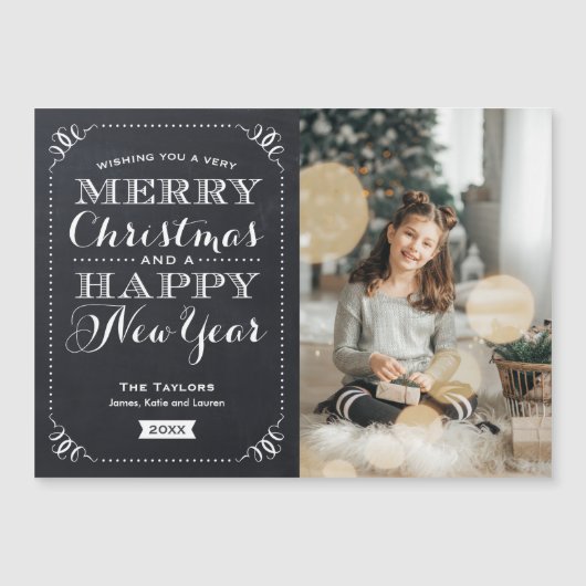 非常に陽気なクリスマスの磁気フォトカード (正面)