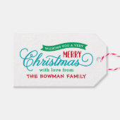 非常に陽気なクリスマススクリプトの休日 ギフトタグ (正面(横))