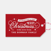 非常に陽気なクリスマススクリプトの休日 ギフトタグ (正面(横))