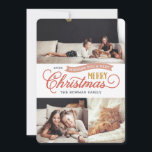 非常に陽気なクリスマススクリプト3写真 シーズンカード<br><div class="desc">カスタム手頃カスタマイズ用のDIYテンプレート付きホリシンプルデーフォトカードを印刷。このおもしろいデザインはお洒落、ほこりっぽいピンクとマスタードイエローのタイポグラフィを特徴とする。「読聖降誕祭お目出度う」というメッセージ。そのテンプレートには3枚の家族写真の宇宙がある。デザインツールを使用してフォントと色を編集する。裏面にはコーディネートストライプパターンがあるか、宇宙を使用して写真や文字を追加する。</div>