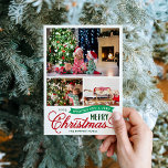 非常に陽気なクリスマススクリプト3写真 シーズンカード<br><div class="desc">カスタム手頃はカスタマイズ用のDIYテンプレートを付けシンプルたクリスマスフォトカードを印刷。このおもしろいデザインお洒落は、赤と緑の色のタイポグラフィを備えている。「読聖降誕祭お目出度う」というメッセージ。そのテンプレートには3枚の家族写真の宇宙がある。デザインツールを使用してフォントと色を編集する。裏面には調整抽象芸術ドットパターンがあるか、宇宙を使用して写真や文字を追加する。</div>