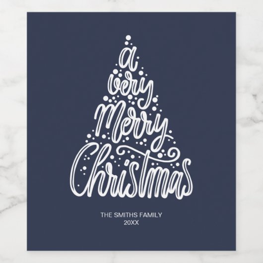 非常に陽気なクリスマスタイポグラフィ文字 ワインラベル (シングルラベル)