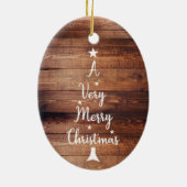 非常に陽気なクリスマスツリーの写真素朴木材 セラミックオーナメント (裏面)