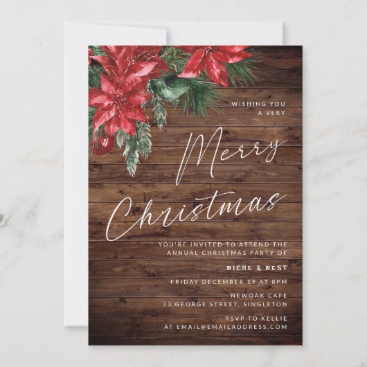 非常に陽気なクリスマスパーティーお祝い 素朴 招待状 (正面)