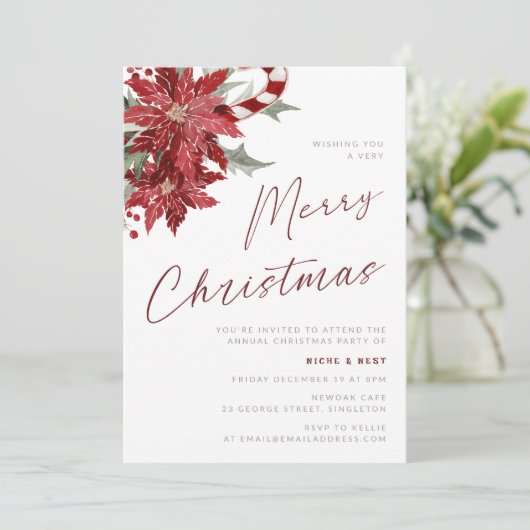 非常に陽気なクリスマスパーティーの花キャンディカイン 招待状 (スタンド正面)