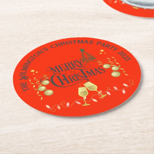 非常に陽気なクリスマスパーティー ラウンドペーパーコースター (アングル)