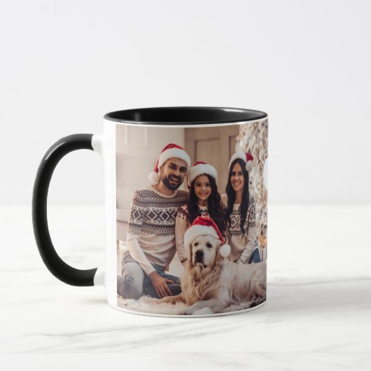 非常に陽気なクリスマスファミリー5写真コラージュ マグカップ (左)