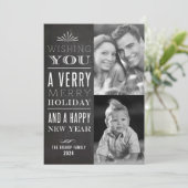 非常に陽気なクリスマスフェイクの黒板2枚の写真 シーズンカード (スタンド正面)