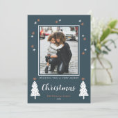 非常に陽気なクリスマスモダンのドードルの木の写真 シーズンカード (スタンド正面)