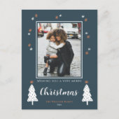 非常に陽気なクリスマスモダンのドードルの木の写真 シーズンポストカード (正面)