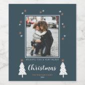 非常に陽気なクリスマスモダンのドードルの木の写真 ワインラベル (シングルラベル)