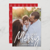 非常に陽気なクリスマス手書きスクリプトの写真 シーズンカード (正面/裏面)