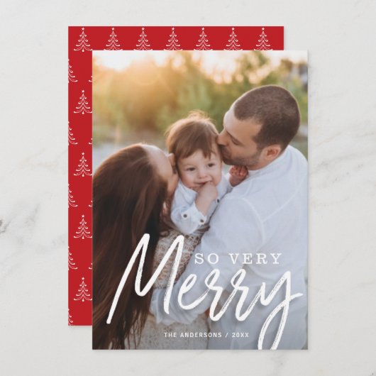 非常に陽気なクリスマス手書きスクリプトの写真 シーズンカード (正面/裏面)