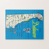 非常に青いデラウェアの地図 ジグソーパズル (横)
