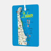 非常に青いデラウェアの地図 メタルオーナメント (正面左)