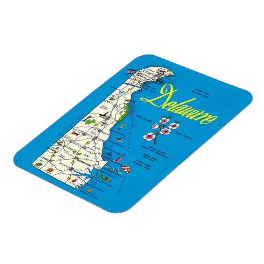 非常に青いデラウェア地図マグネット マグネット (左側)