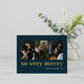 非常に青いメリー金ゴールドモダン3写真コラージュ 箔シーズンポストカード (立ち正面)