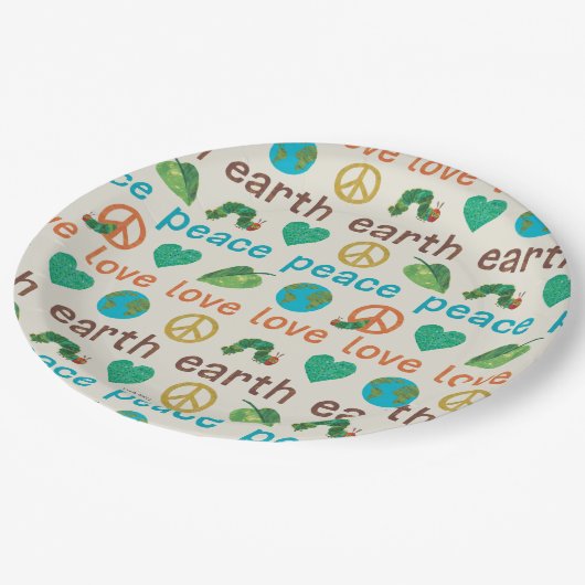 非常に飢えた毛虫の平和の愛の地球 ペーパープレート (アングル)