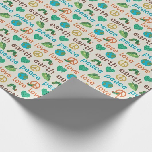 非常に飢えた毛虫の平和の愛の地球 ラッピングペーパー (角)
