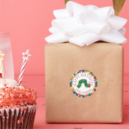 非常に飢えた毛虫 | ハッピーバースデー贈与 ラウンドシール (パーティー)