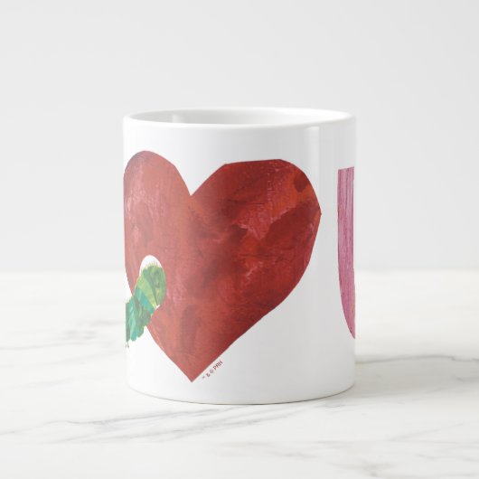 非常に飢えた毛虫 |ハート ジャンボコーヒーマグカップ (正面)