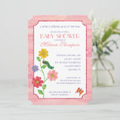 非常に飢えた毛虫 | ピンク色の赤ちゃんシャワー 招待状 (スタンド正面)