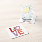 非常に飢えた毛虫 |愛 スクエアペーパーコースター (インサイチュ)