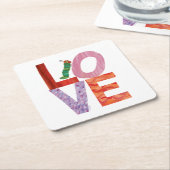 非常に飢えた毛虫 |愛 スクエアペーパーコースター (アングル)