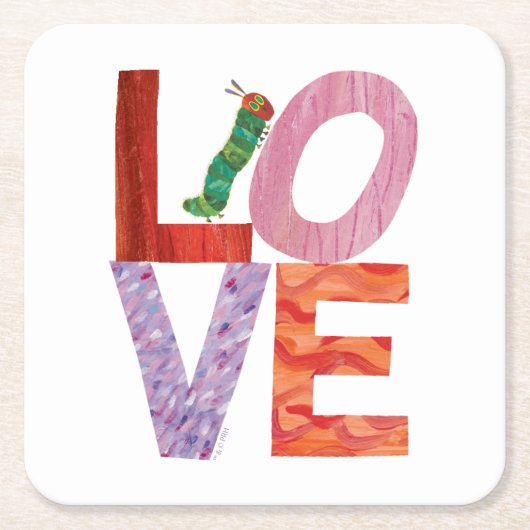 非常に飢えた毛虫 |愛 スクエアペーパーコースター (正面)