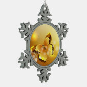 非常に黄色、蝶および泡 スノーフレークピューターオーナメント (左)