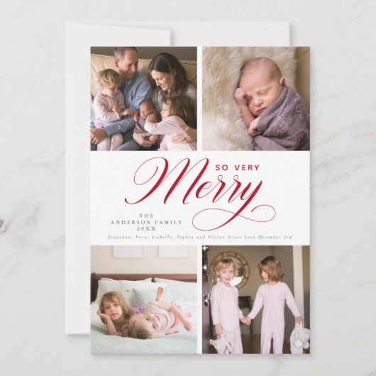非常に4写真メリーのクリスマス シーズンカード (正面)