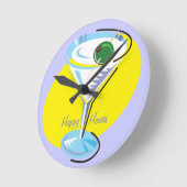 非常にHours_retro-style幸せなマルティーニガラス ラウンド壁時計 (傾斜)