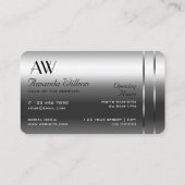 非常エレガントに銀の輝くダイヤモンドとイニシャル 名刺 (裏面)