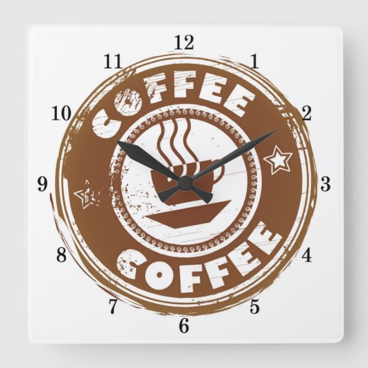 非常カッコいいにコーヒー愛好家の壁時計 スクエア壁時計 (正面)