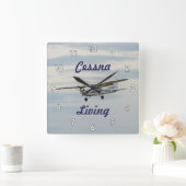 非常カッコいいにセスナの飛行機 スクエア壁時計 (ホーム)