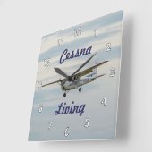 非常カッコいいにセスナの飛行機 スクエア壁時計 (傾斜)