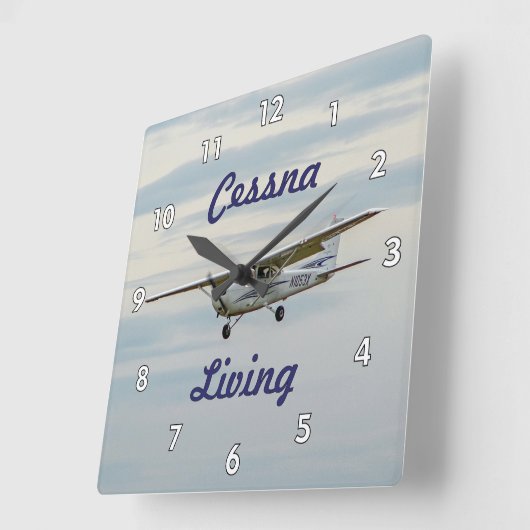 非常カッコいいにセスナの飛行機 スクエア壁時計 (傾斜)