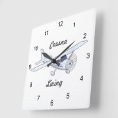 非常カッコいいにセスナの飛行機 スクエア壁時計 (傾斜)