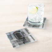 非常カッコいいヴィンテージレトロスタイルマイク ガラスコースター (アングル)