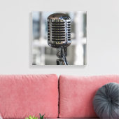 非常カッコいいヴィンテージレトロスタイルマイク キャンバスプリント (インサイチュ (リビング))