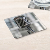 非常カッコいいヴィンテージレトロスタイルマイク スクエアペーパーコースター (アングル)