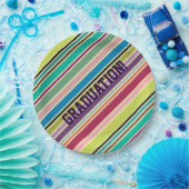 非常カラフルストライプ ペーパープレート (パーティー)