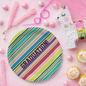 非常カラフルストライプ ペーパープレート (パーティー)